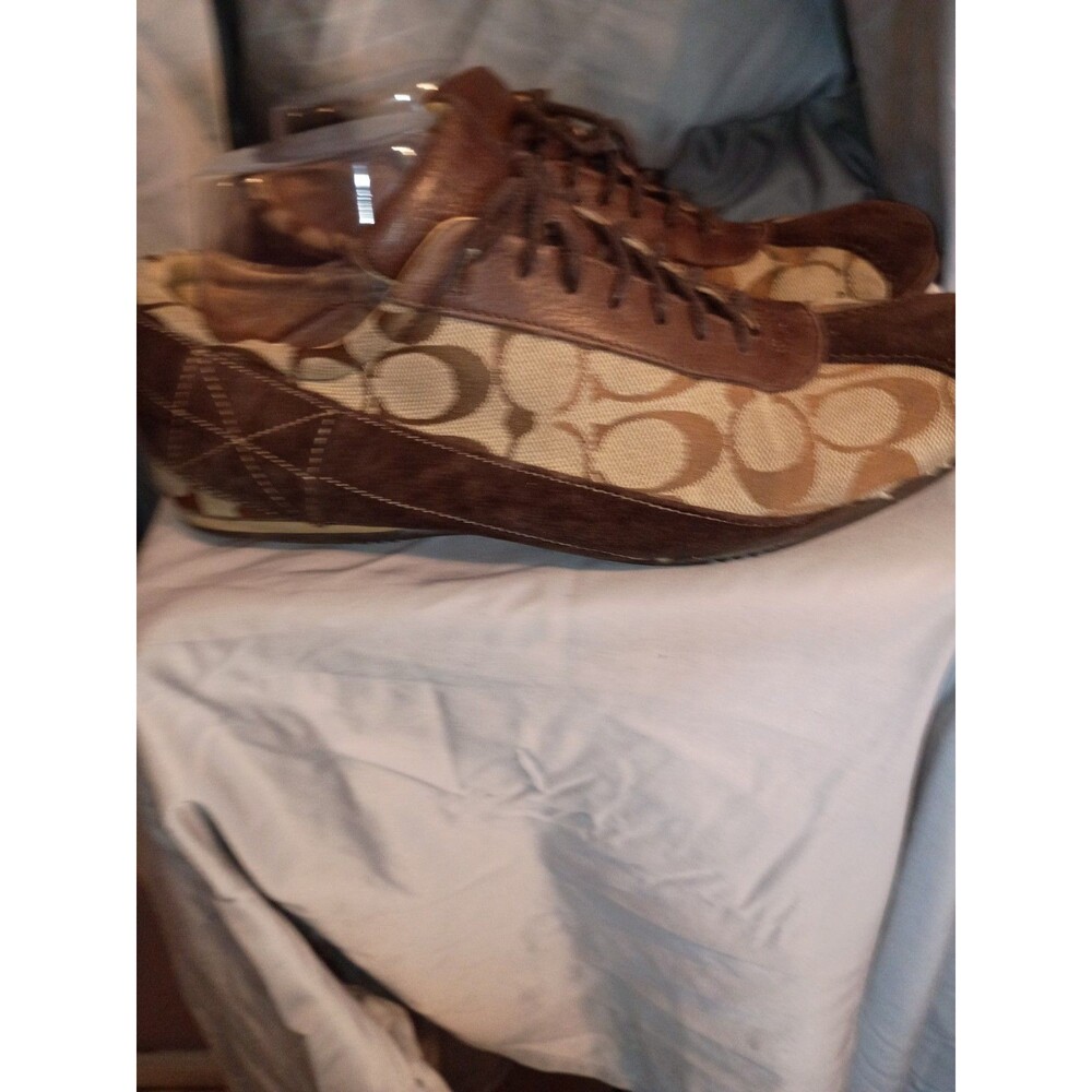 Coach Hadley Logo Signature Sneakers Brown Sz 7.5 D